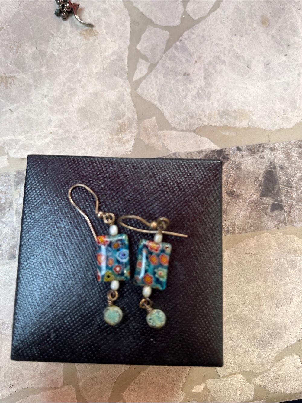 American Eagle Outfitters Blue Millefiori Floral Dangle Earrings